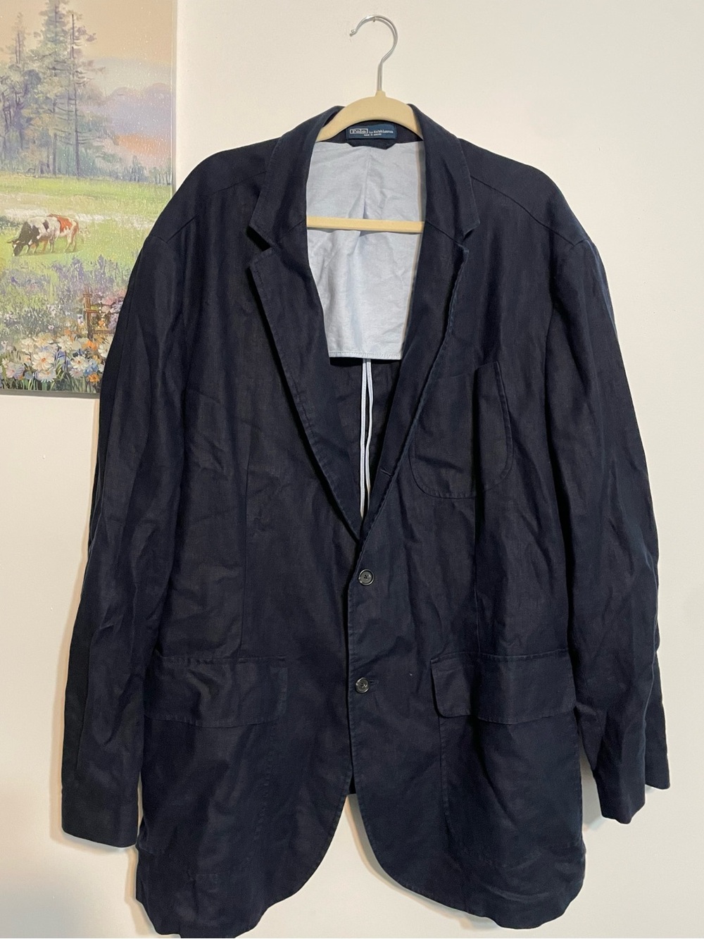 Polo Ralph Lauren Dark Navy Casual Cotton-Linen Blazer size 3XB pre-owned